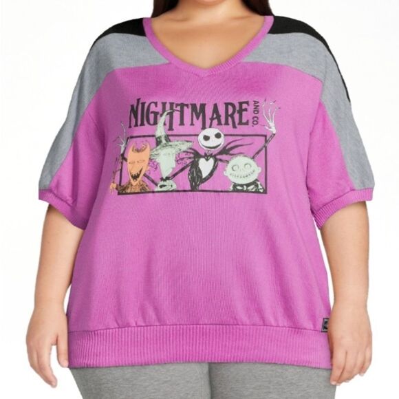 Disney Sleep Shirt Women’s Purple Black Nightmare Before Christmas Graphic XL - Picture 2 of 11